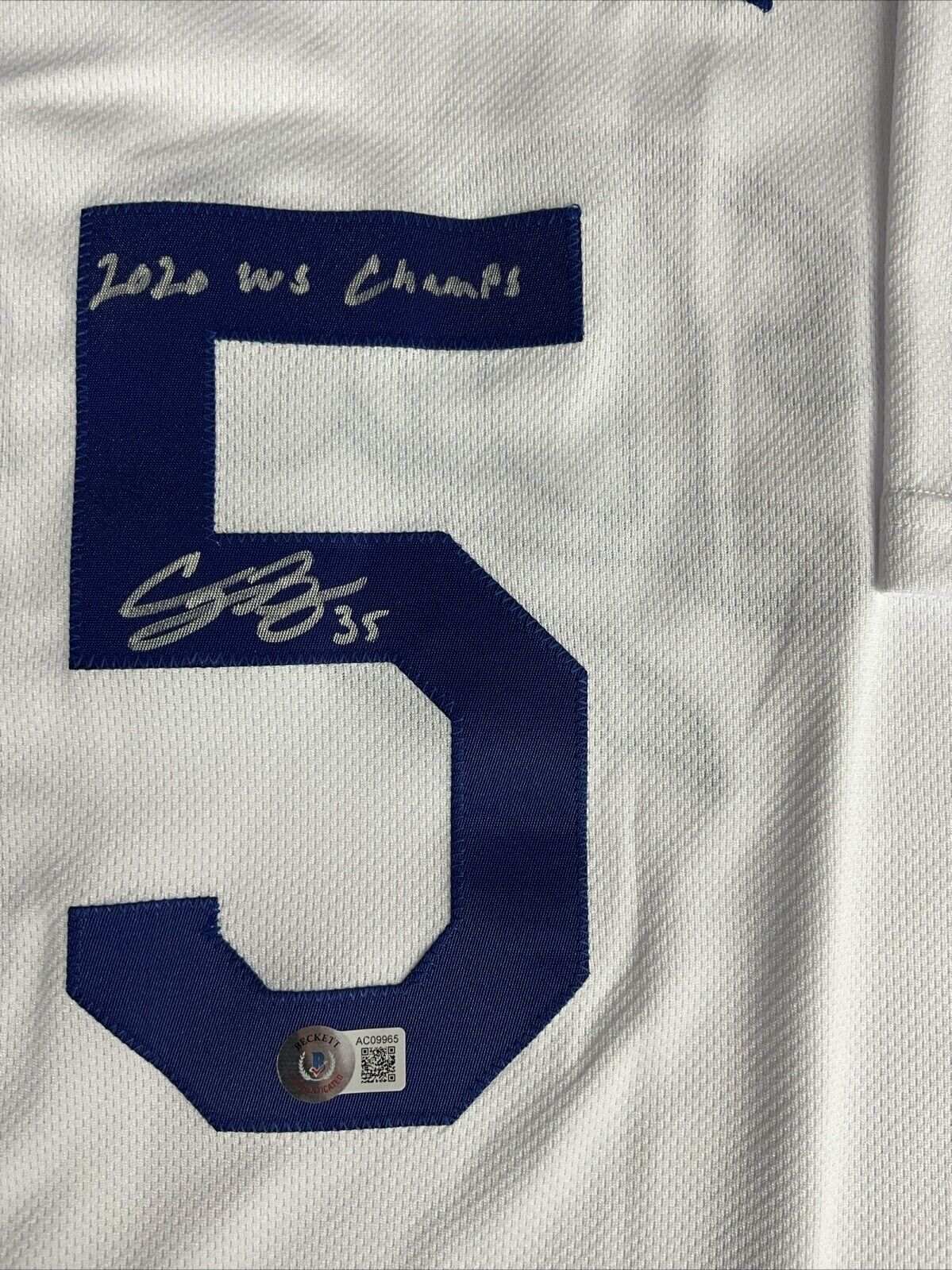 CODY BELLINGER SIGNED DODGERS JERSEY "2020 WS CHAMPS" INSCRIPT BECKETT AC09965