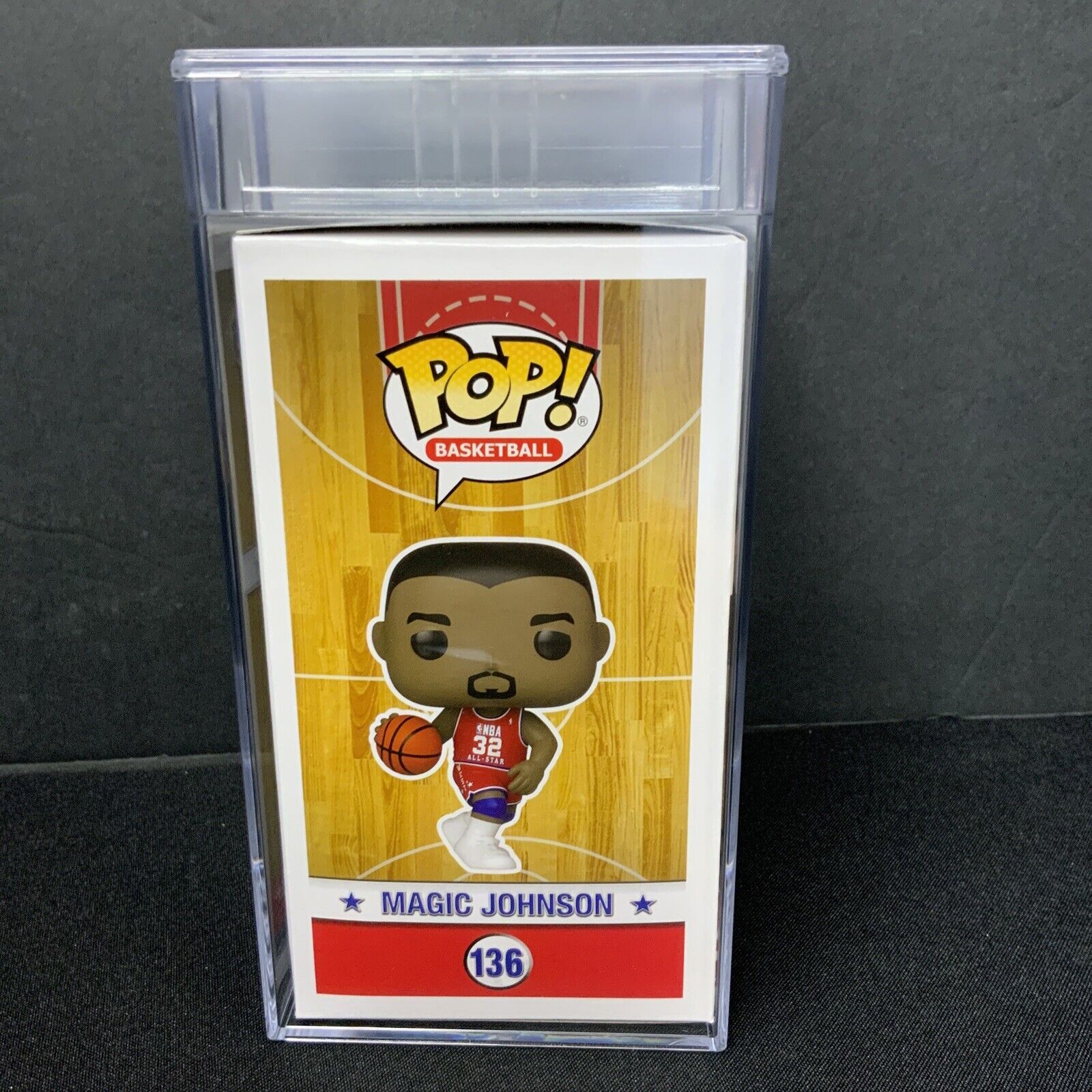 MAGIC JOHNSON SIGNED ALL STAR #136 FUNKO POP PSA AM08199 SLABBED GEM MT 10 AUTO