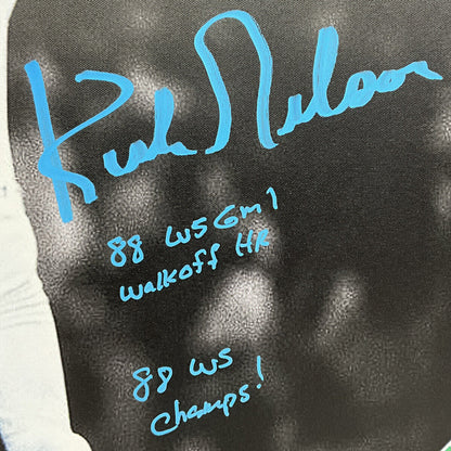 KIRK GIBSON DODGERS SIGNED 20X30 STRETCHED SCULLY CANVAS 4 INSCRIPT BAS W140632