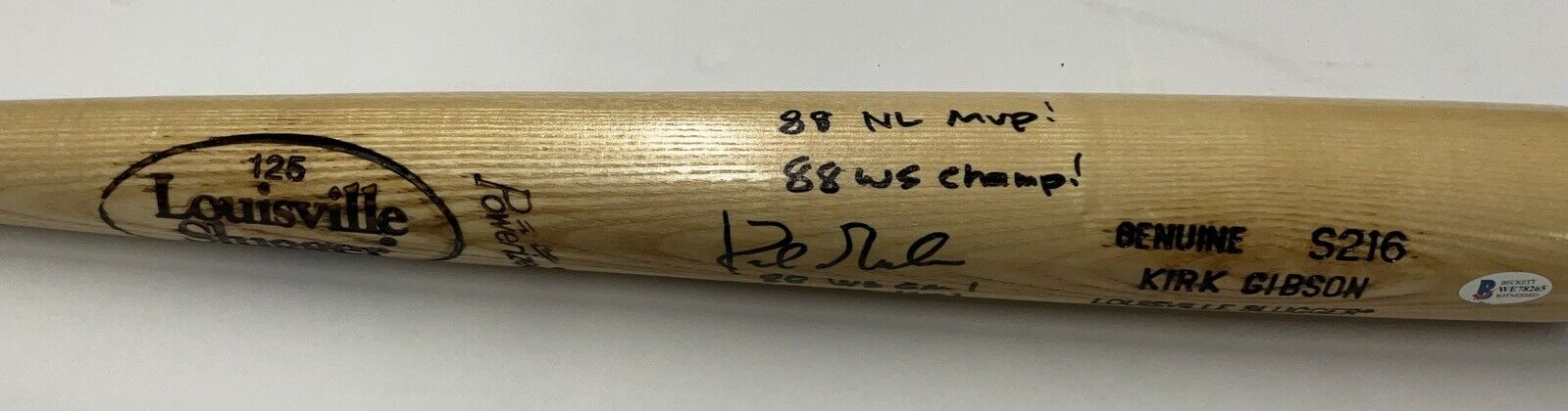 DODGERS KIRK GIBSON SIGNED LOUISVILLE GAME MODEL BAT 3 INSCRIPTIONS" BAS WE78265