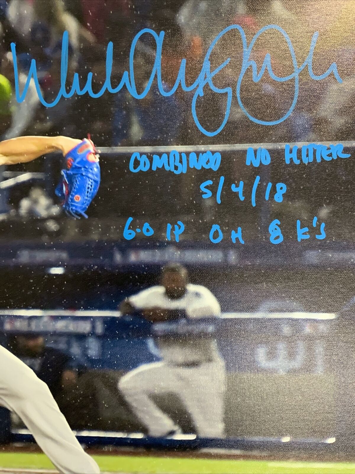 8/21 DODGERS WALKER ANTHONY BUEHLER FULL NAME SIGNED 22X32 NO-HITTER CANVAS BAS