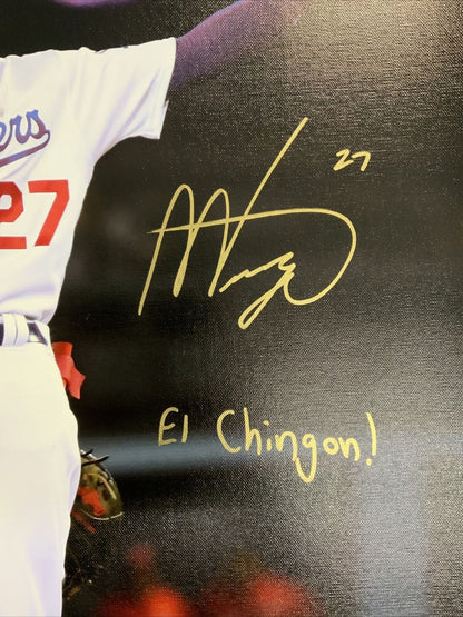 DODGERS MEXICO PHENOM ALEX VERDUGO SIGNED 24X28 CANVAS "EL CHINGON" PSA RG25240