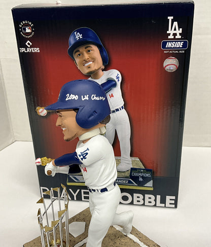 KIKE HERNANDEZ DODGERS SIGNED FOCO FLAME BOBBLEHEAD "2020 WS CHAMPS" PSA 1C86270