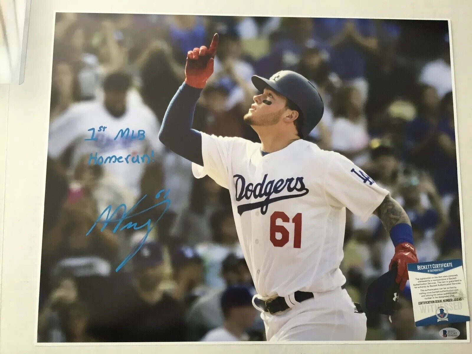 ALEX VERDUGO DODGERS ROOKIE SIGNED 16X20 PHOTO 