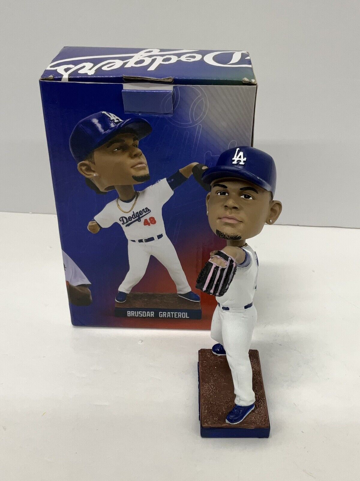 BRUSDAR GRATEROL SIGNED DODGERS BOBBLEHEAD "2020 WS CHAMPS, BAZOOKA" PSA 3C24655