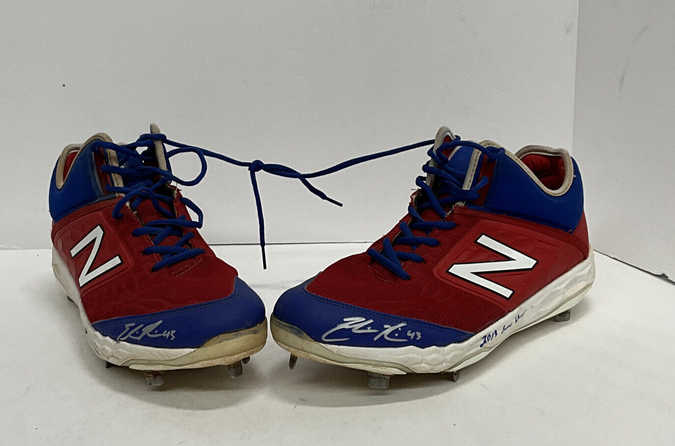 EDWIN RIOS DODGERS 2020 WS CHAMPION SIGNED GAME USED CLEATS PSA RG14860/61