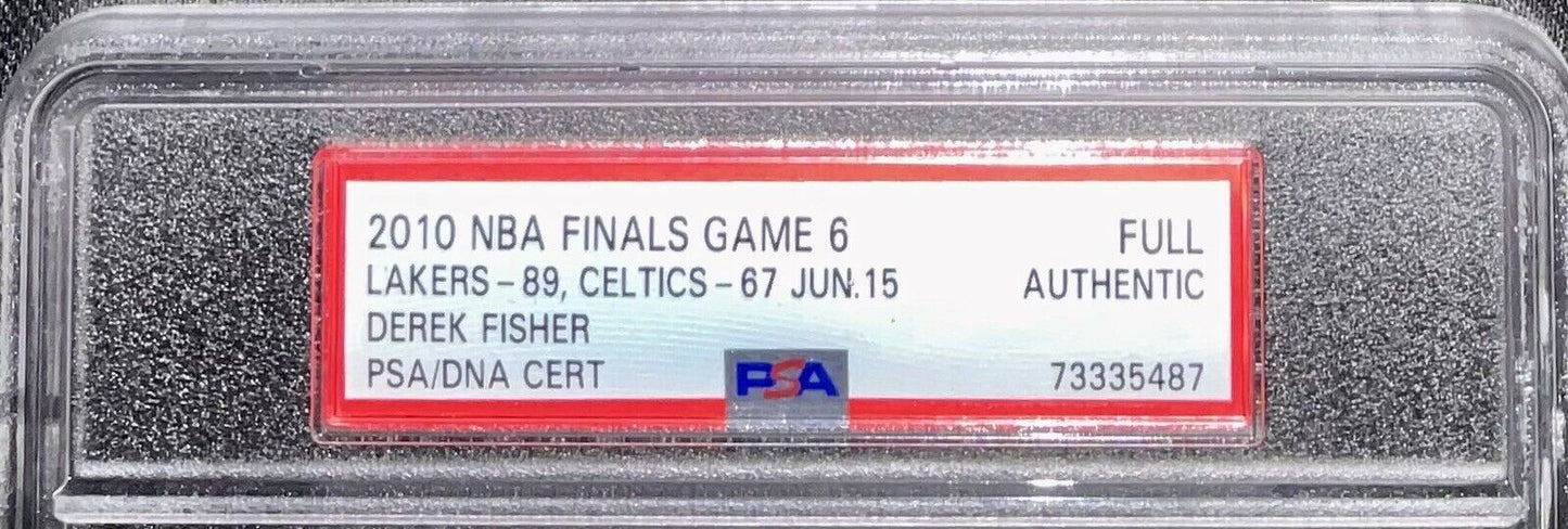 DEREK FISHER SIGNED 2010 NBA FINALS TICKET STUB "5X NBA CHAMPS" PSA 73335487