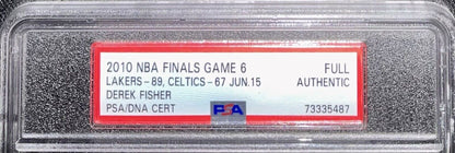 DEREK FISHER SIGNED 2010 NBA FINALS TICKET STUB "5X NBA CHAMPS" PSA 73335487