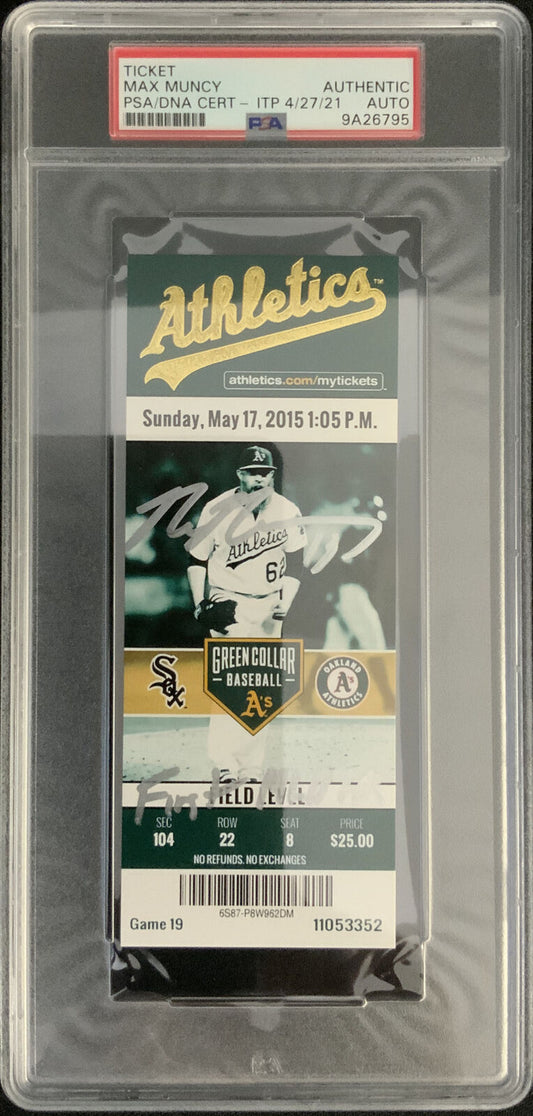 MAX MUNCY DODGER SIGNED FIRST MLB HIT 05/17/2015 TICKET STUB PSA SLABBED 9A26795