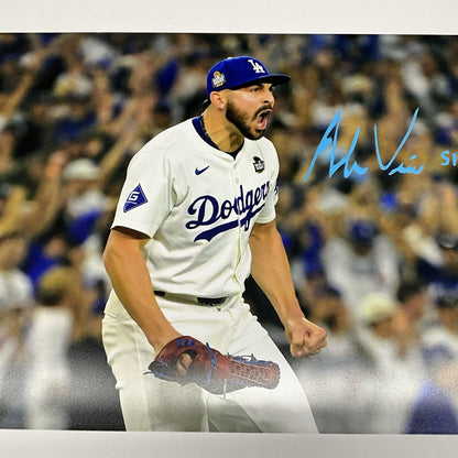ALEX VESIA DODGERS 2024 WS CHAMPION SIGNED 16X20WORLD SERIES  SHOUTING PHOTO BAS