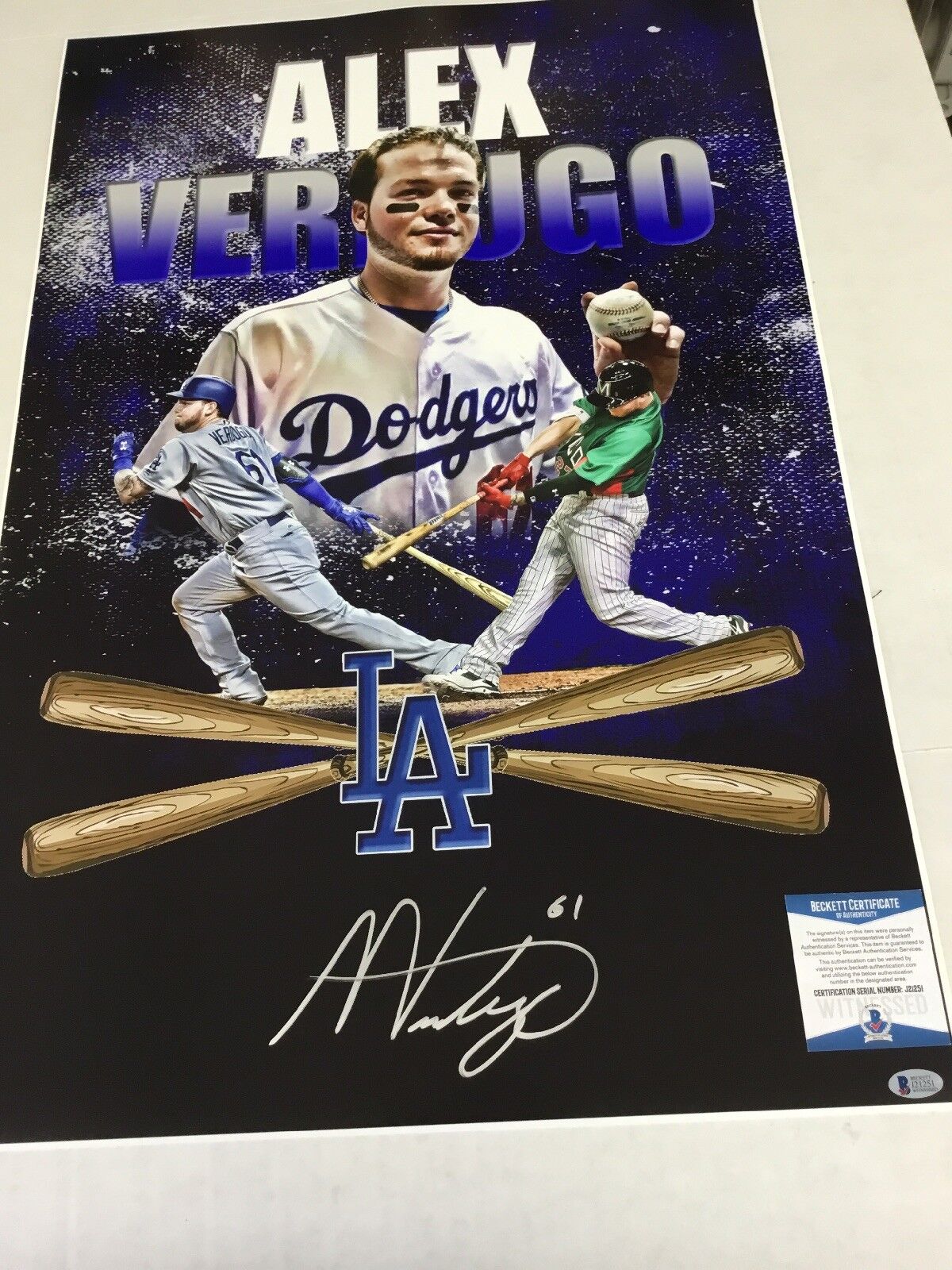 ALEX VERDUGO DODGERS TOP PROSPECT MEXICO SIGNED HUGE 20X30 RARE EDIT PHOTO BAS 1