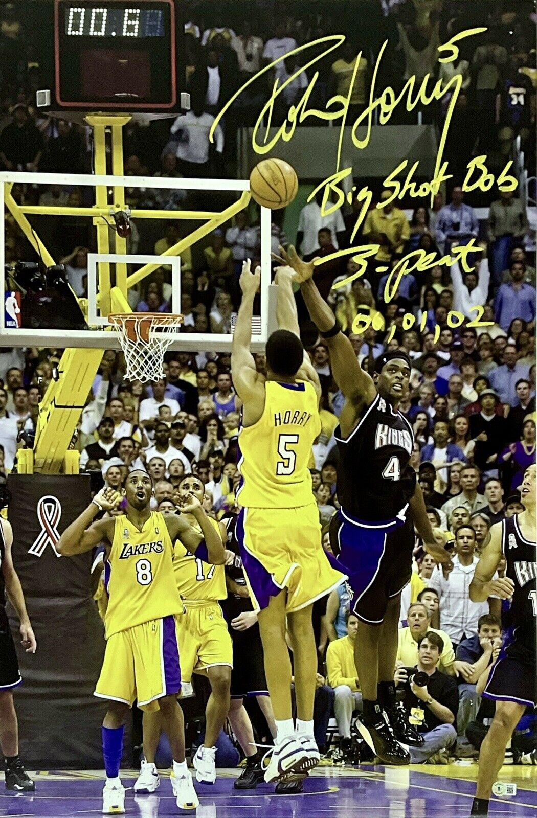 ROBERT HORRY LAKERS SIGNED 24X36 STRETCHED CANVAS 2 INSCRIPTIONS BAS W128327