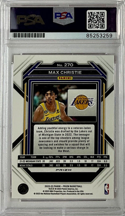 MAX CHRISTIE SIGNED LAKERS CRACKED ICE PINK PANINI PRIZM 270 RC PSA ITP 85253259