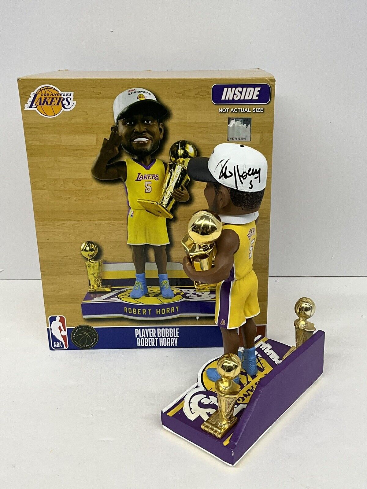 ROBERT HORRY SIGNED LAKERS 3X CHAMPION LIMITED #/216 FOCO BOBBLEHEAD BAS W128260