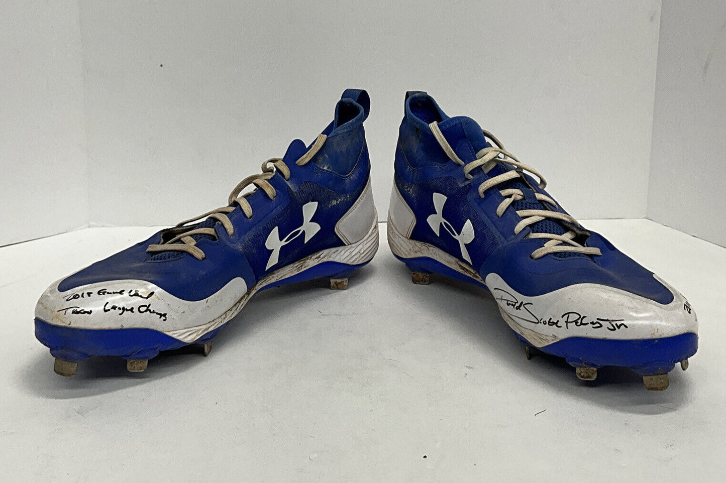 DJ PETERS DODGERS TIGERS FULL NAME SIGNED GAME USED CLEATS PSA 8A57202/ 03