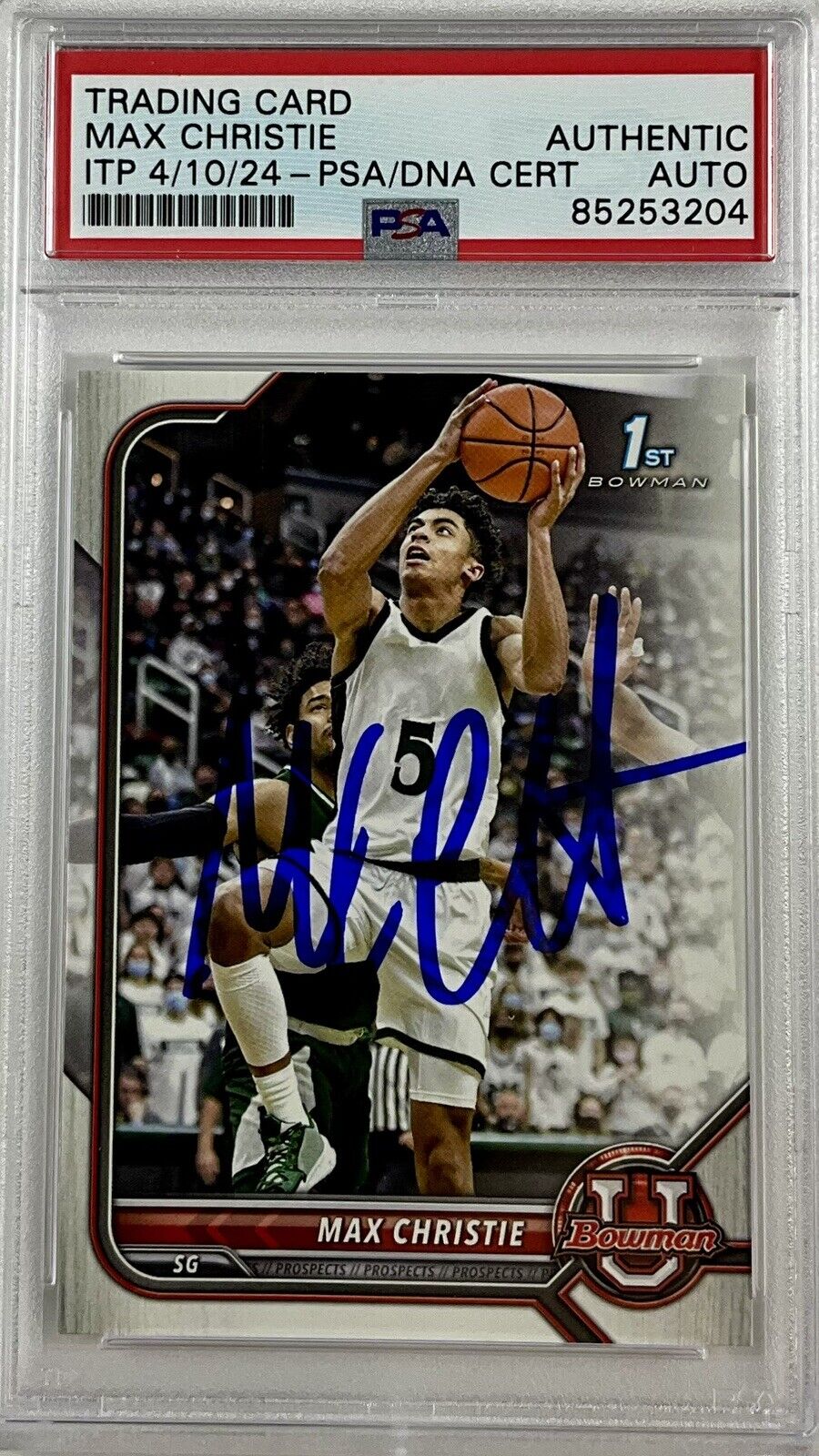 LAKERS MAX CHRISTIE SIGNED MICHIGAN STATE 1ST BOWMAN 23 PSA ITP 85253204