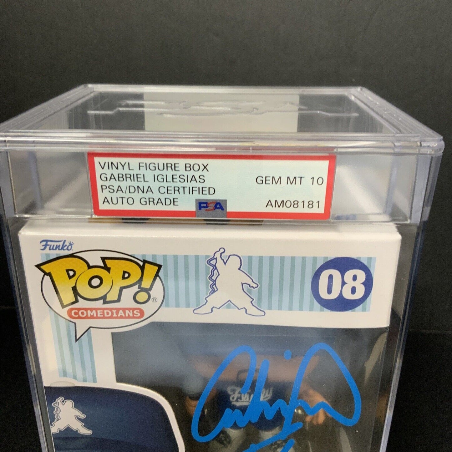 GABRIEL IGLESIAS SIGNED "STADIUM FLUFFY" FUNKO POP 08 PSA GEM MT 10 AUTO AM08181