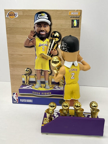 DEREK FISHER SIGNED LAKERS 5X CHAMPION LIMITED #/360 FOCO BOBBLEHEAD BAS W128229