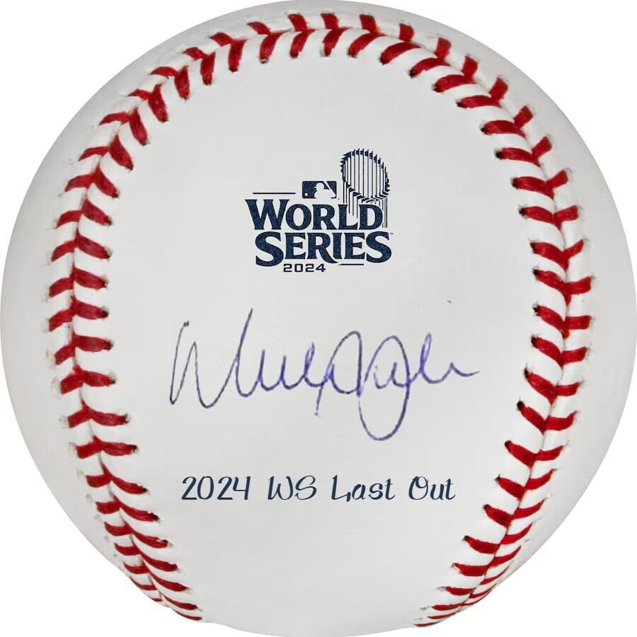 WALKER BUEHLER SIGNED 2024 WORLD SERIES BASEBALL PRE-SALE "2024 WS LAST OUT" PSA