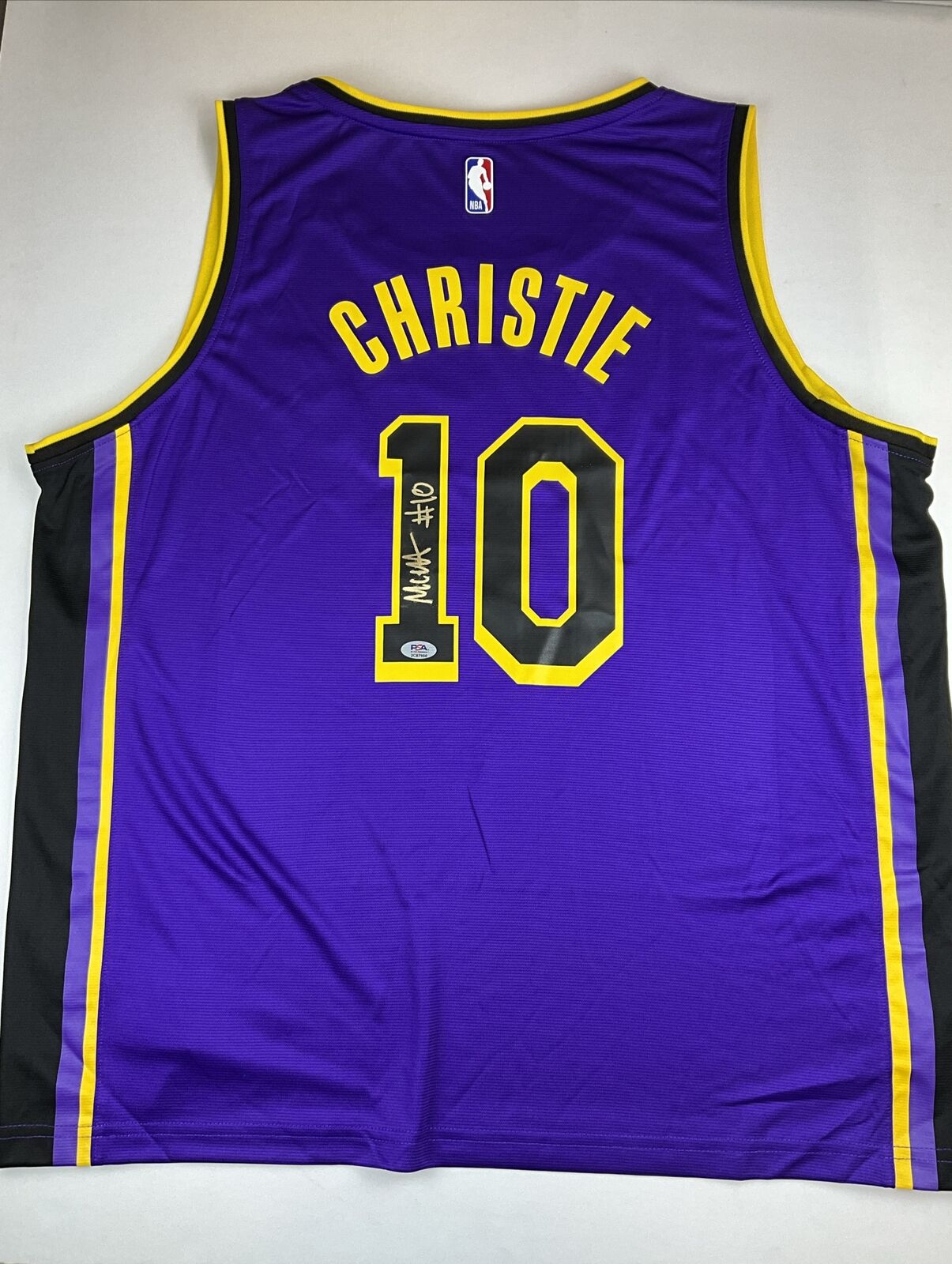 MAX CHRISTIE SIGNED LOS ANGELES LAKERS FANATICS PURPLE JERSEY PSA ITP 2C87950