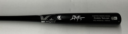 CHRIS TAYLOR DODGERS SIGNED VICTUS GAME MODEL CUSTOM BLACK BAT BAS ITP WZ59528