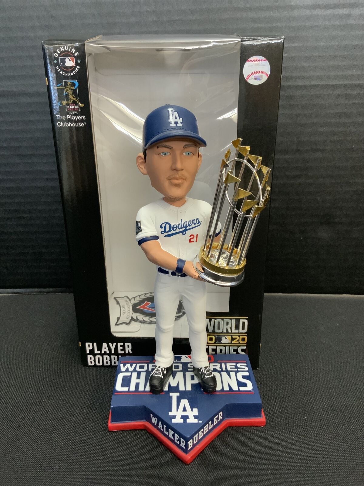 WALKER BUEHLER DODGERS SIGNED FOCO 2020 WS CHAMPIONSHIP BOBBLEHEAD WK 30259