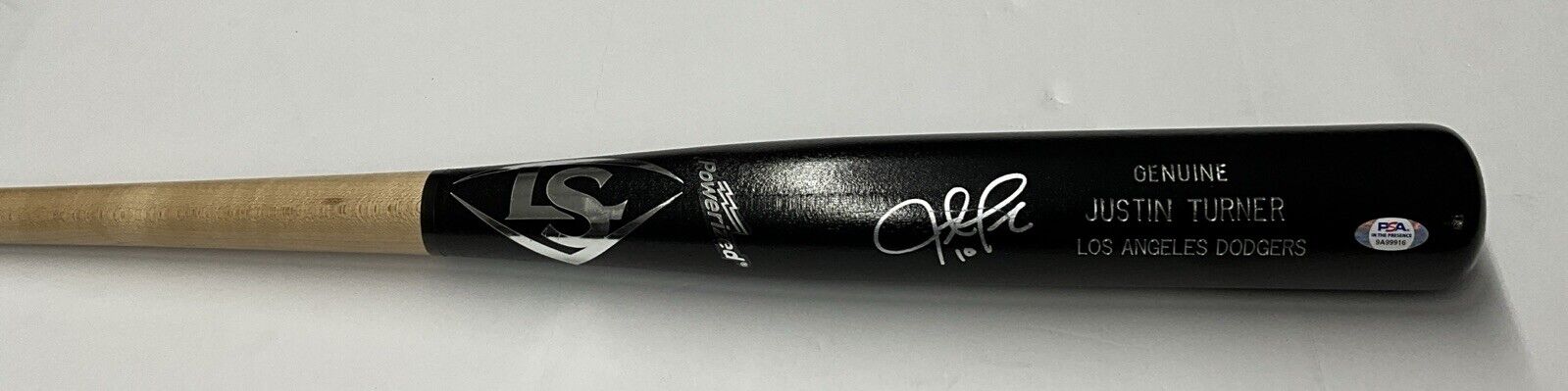 JUSTIN TURNER DODGERS WS CHAMP SIGNED LOUISVILLE SLUGGER MODEL BAT PSA 9A99916