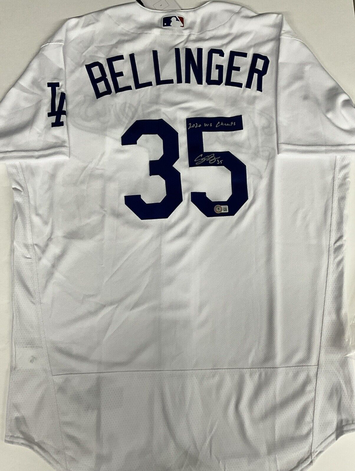 CODY BELLINGER SIGNED DODGERS JERSEY "2020 WS CHAMPS" INSCRIPT BECKETT AC09965