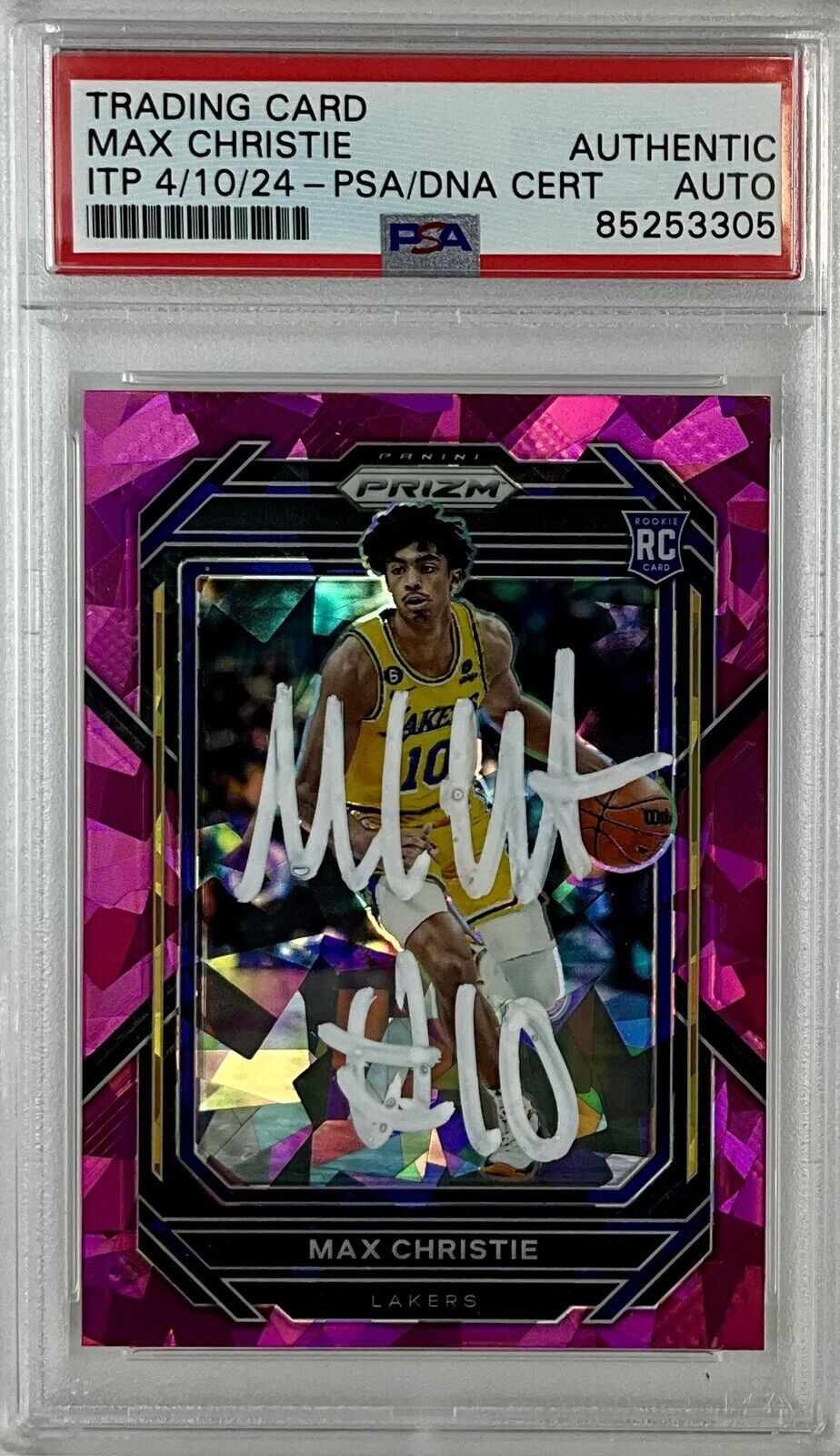 MAX CHRISTIE SIGNED LAKERS CRACKED ICE PINK PANINI PRIZM 270 RC PSA ITP 85253305