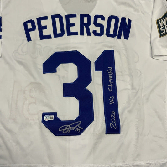 JOC PEDERSON SIGNED DODGERS 2020 WS JERSEY "2020 WS CHAMPS" BECKETT  WL97127