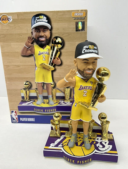 DEREK FISHER SIGNED LAKERS 5X CHAMPION LIMITED #/360 FOCO BOBBLEHEAD BAS W128229