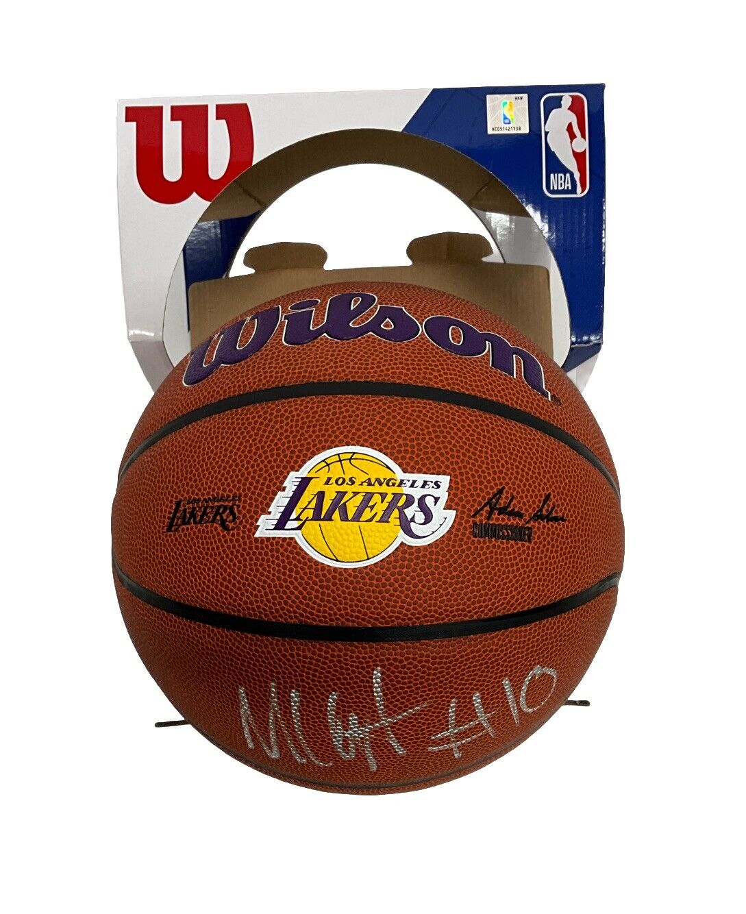 MAX CHRISTIE SIGNED LOS ANGELES LAKERS WILSON LOGO BASKETBALL PSA 2C95569