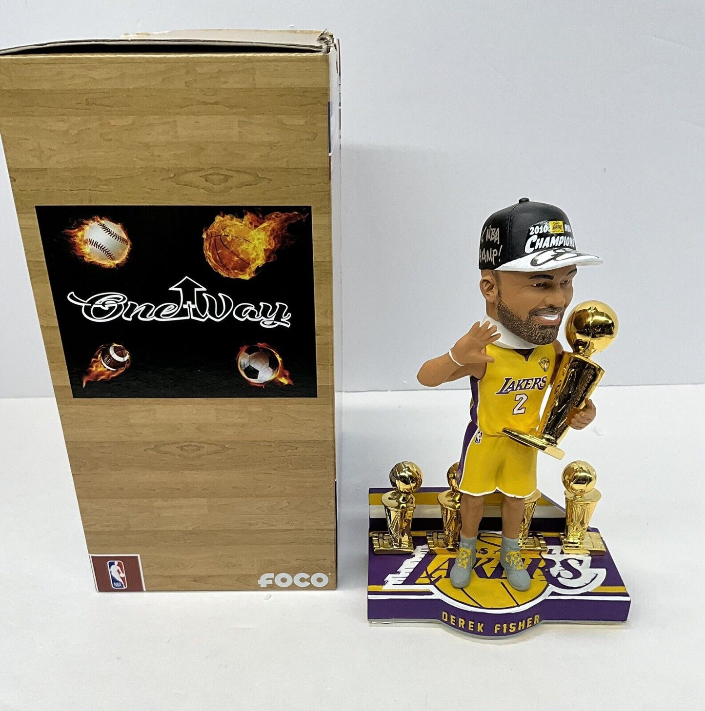 DEREK FISHER SIGNED LAKERS LIMITED FOCO BOBBLEHEAD "5X NBA CHAMP" PSA 1C61459