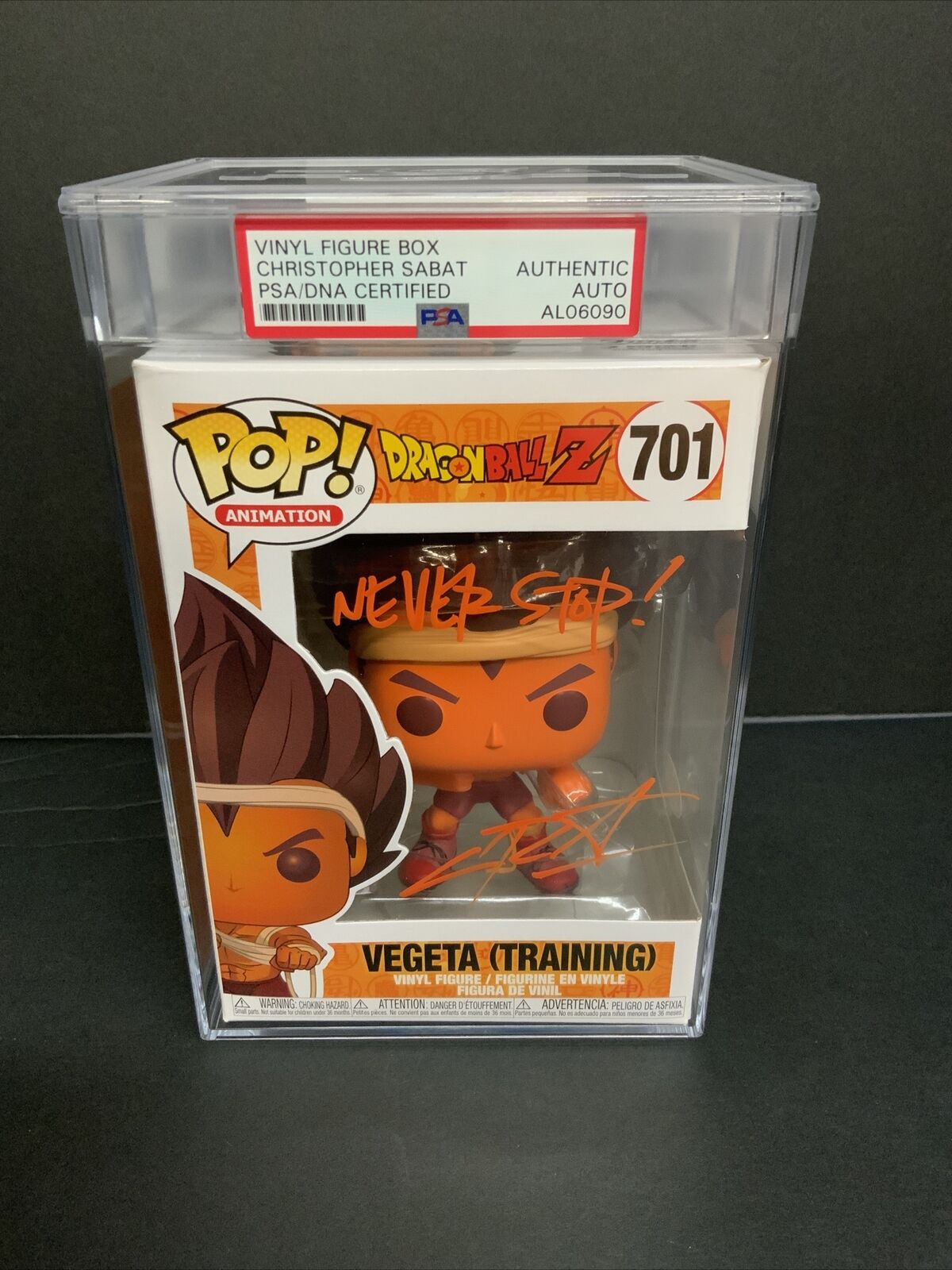 CHRISTOPHER SABAT SIGNED VEGETA (TRAINING) #701 FUNKO POP PSA SLABBED AL06090