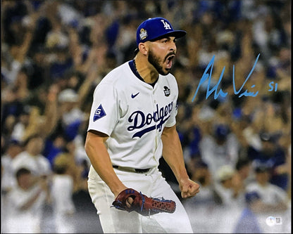 ALEX VESIA DODGERS 2024 WS CHAMPION SIGNED 16X20WORLD SERIES  SHOUTING PHOTO BAS