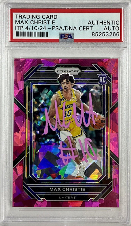 MAX CHRISTIE SIGNED LAKERS CRACKED ICE PINK PANINI PRIZM 270 RC PSA ITP 85253266