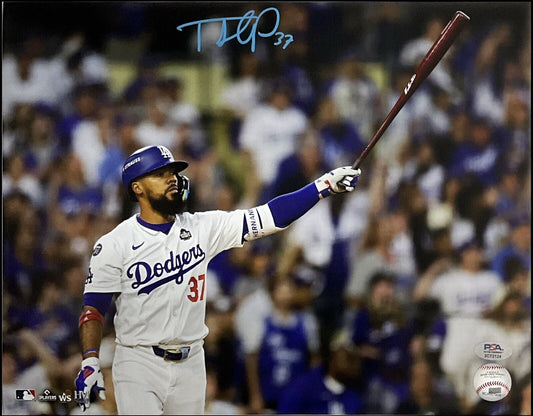 TEOSCAR HERNANDEZ DODGERS SIGNED 11X14 2024 WORLD SERIES HOME RUN PHOTO PSA COA