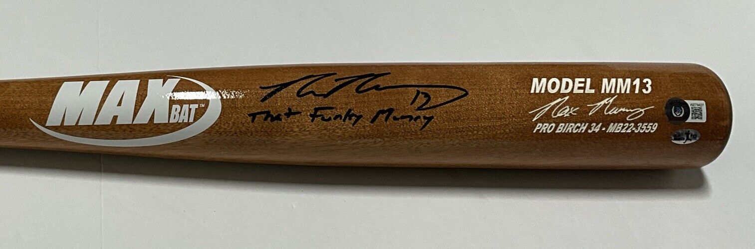 MAX MUNCY DODGERS SIGNED GOLD MAXBAT MODEL BAT "THAT FUNKY MUNCY" BAS WZ79427