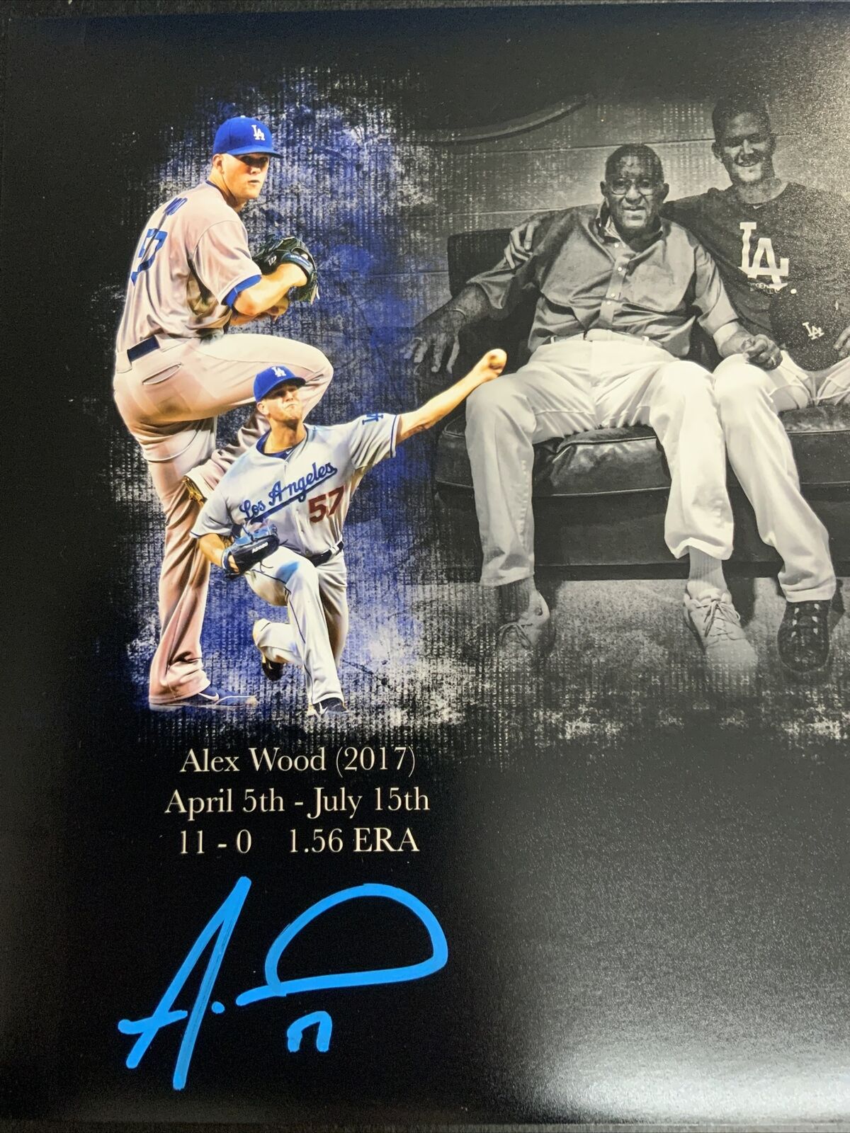  DODGERS DON NEWCOMBE ALEX WOOD PHOTO 11X14 SIGNED BY ALEX WOOD LIMITED /10 PSA