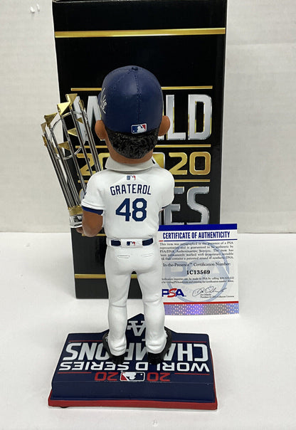 BRUSDAR GRATEROL DODGERS SIGNED 2020 WS FOCO BOBBLEHEAD "BAZOOKA" PSA 1C13569