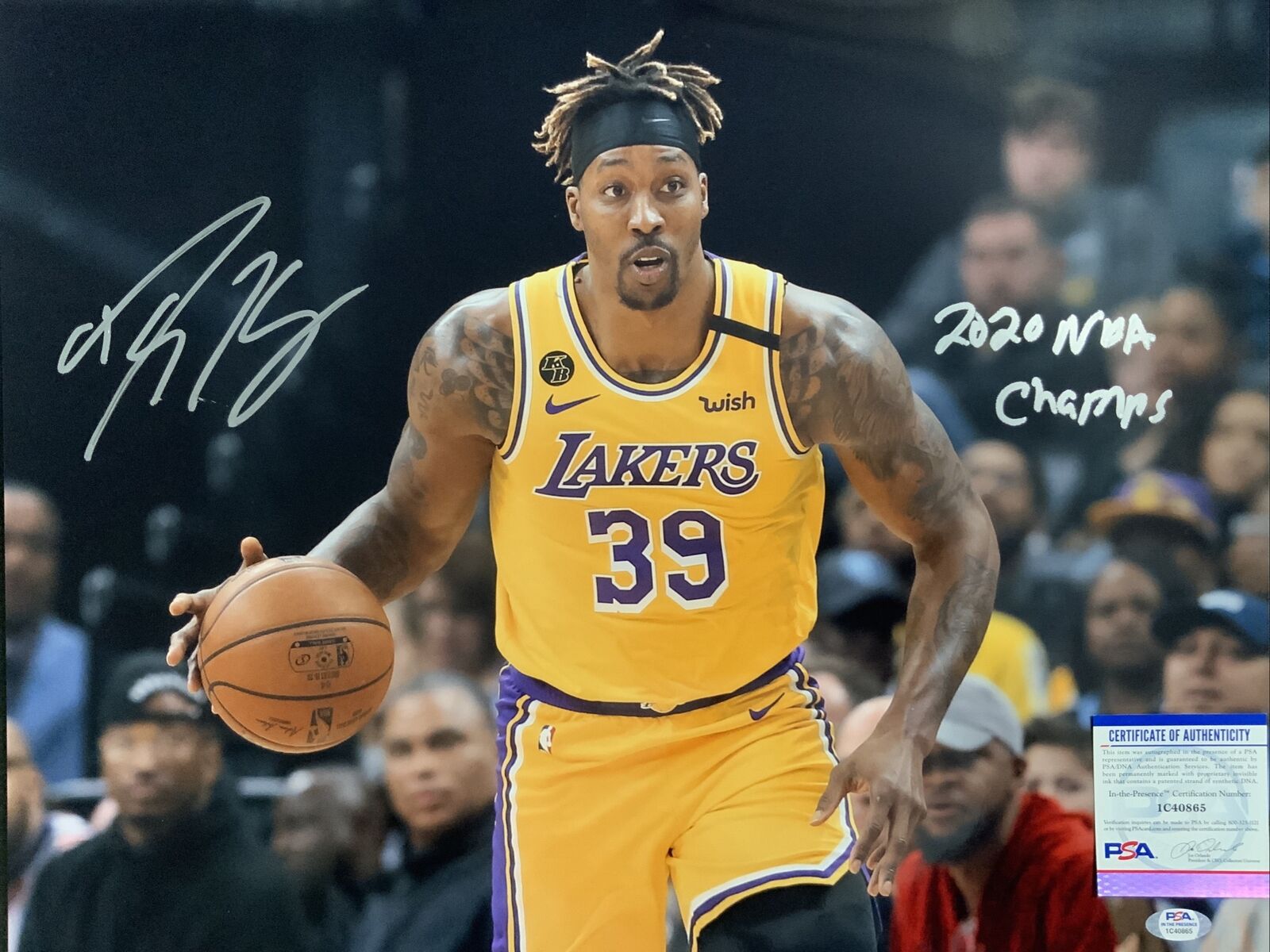 DWIGHT HOWARD LAKERS SIGNED 16X20 PHOTO "2020 NBA CHAMPS" INSCRIPTION PSA ITP