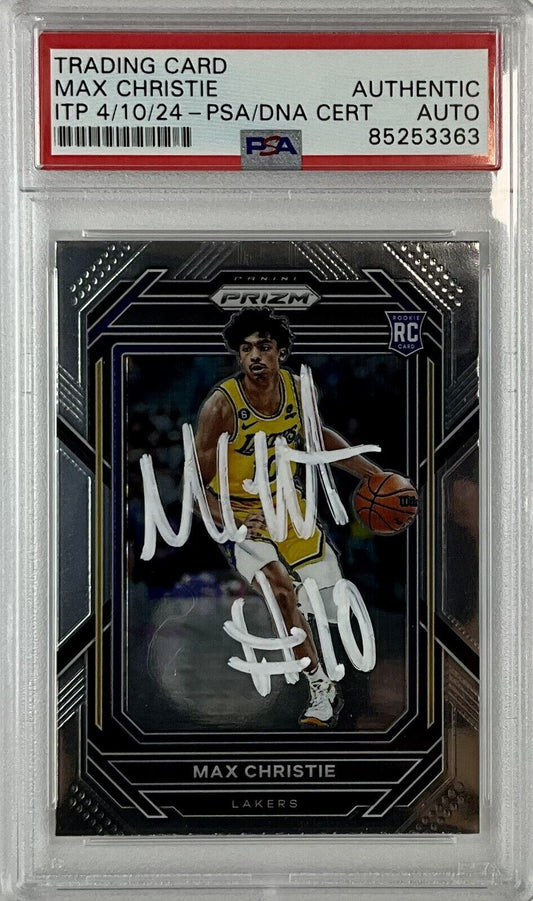 MAX CHRISTIE SIGNED LAKERS PANINI PRIZM #270 ROOKIE RC PSA SLABBED ITP 85253363