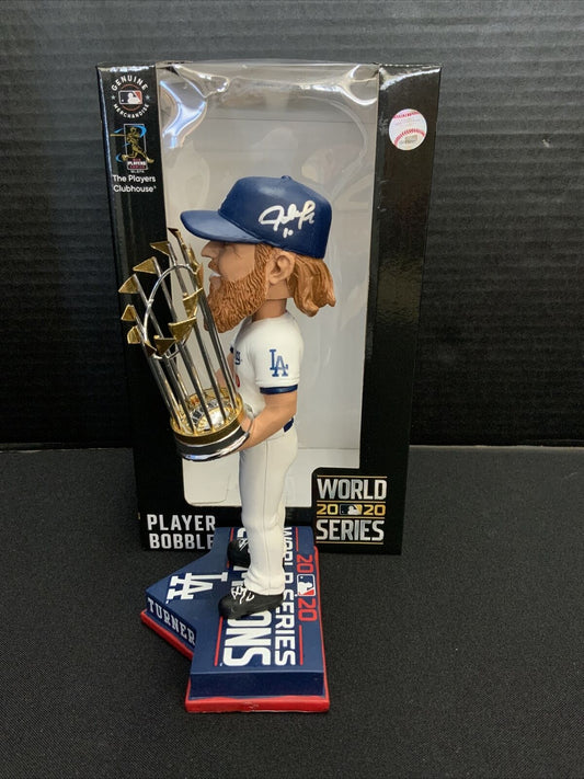 JUSTIN TURNER DODGERS SIGNED FOCO 2020 WS CHAMPIONSHIP BOBBLEHEAD PSA 9A70522