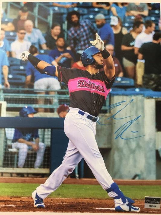 EDWIN RIOS DODGERS  PROSPECT TULSA DRILLERS 11X14 PHOTO ONEWAY AUTHENTICATION