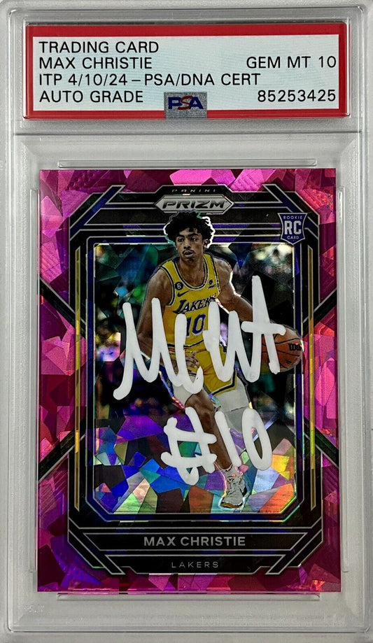 MAX CHRISTIE SIGNED ICE PINK PANINI PRIZM 270 RC PSA ITP 85253425 GEM MT 10 AUTO