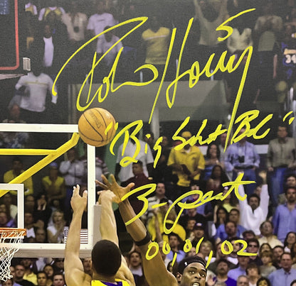 ROBERT HORRY LAKERS SIGNED 24X36 STRETCHED CANVAS 2 INSCRIPTIONS BAS W128322