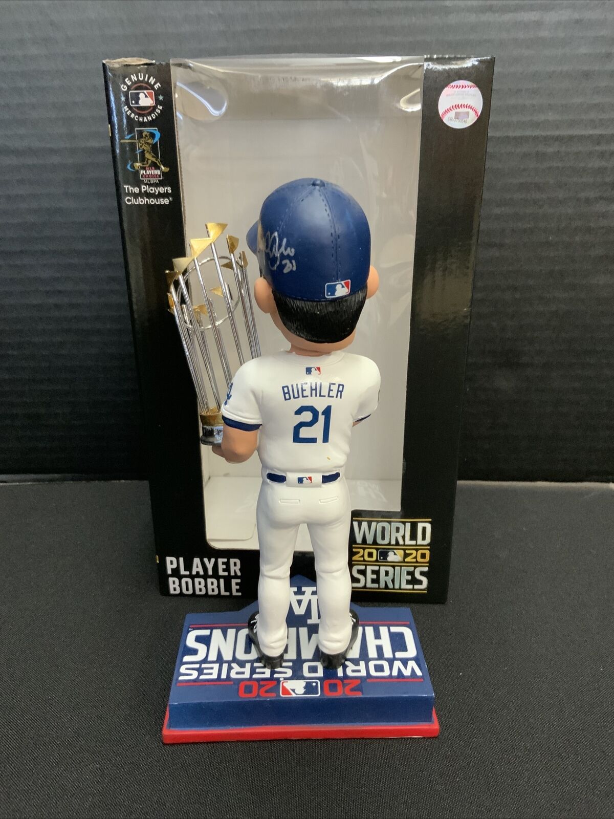 WALKER BUEHLER DODGERS SIGNED FOCO 2020 WS CHAMPIONSHIP BOBBLEHEAD WK 30271