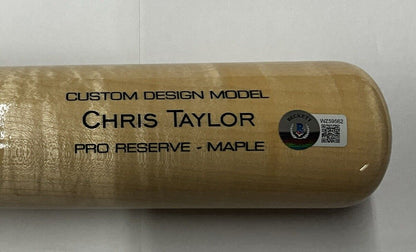 CHRIS TAYLOR DODGERS SIGNED VICTUS BAT "2021 NL WILDCARD WALK0FF HR" BAS WZ59562