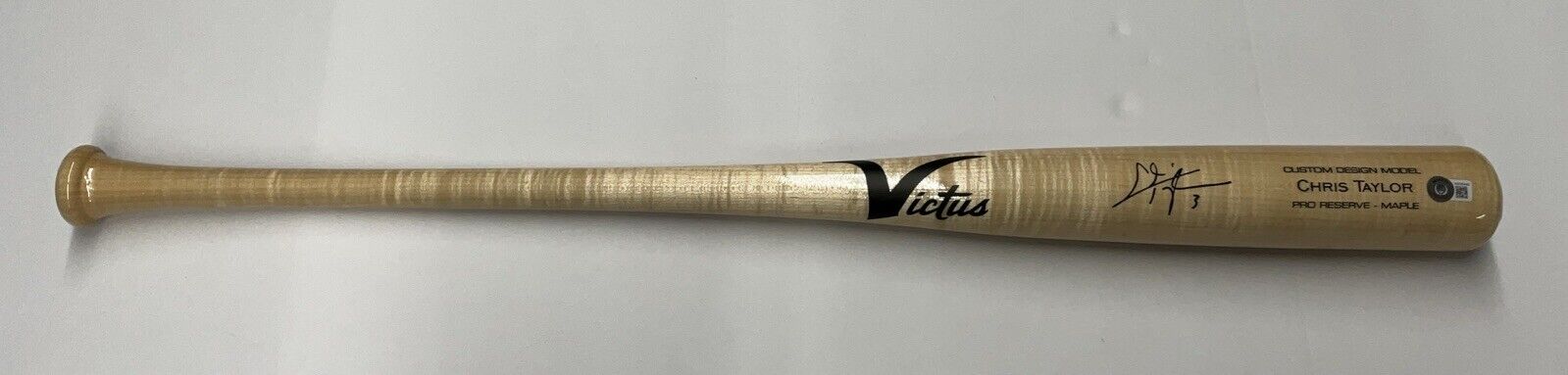 CHRIS TAYLOR DODGERS WS CHAMP SIGNED VICTUS GAME MODEL BLONDE BAT BAS  WZ59445