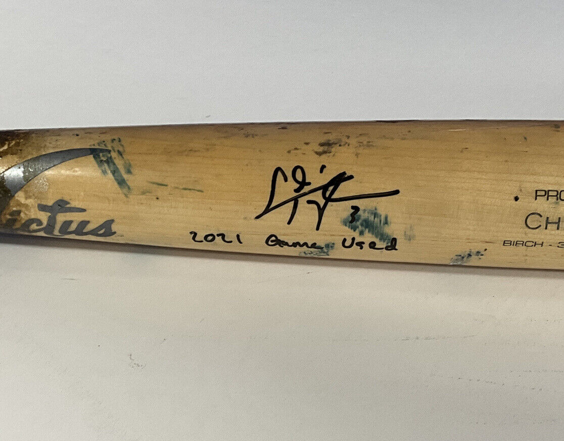 CHRIS TAYLOR DODGERS SIGNED GAME USED VICTUS BAT "2021 GAME USED" IN BAS WW26555